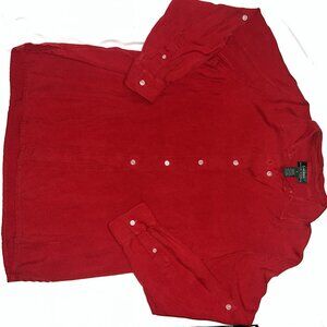 Ralph Lauren 100% Silk Red button up
